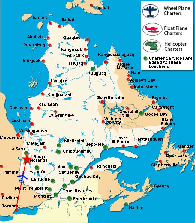 Charter Flights To Rouyn Noranda Quebec /3 Competitive Quotes